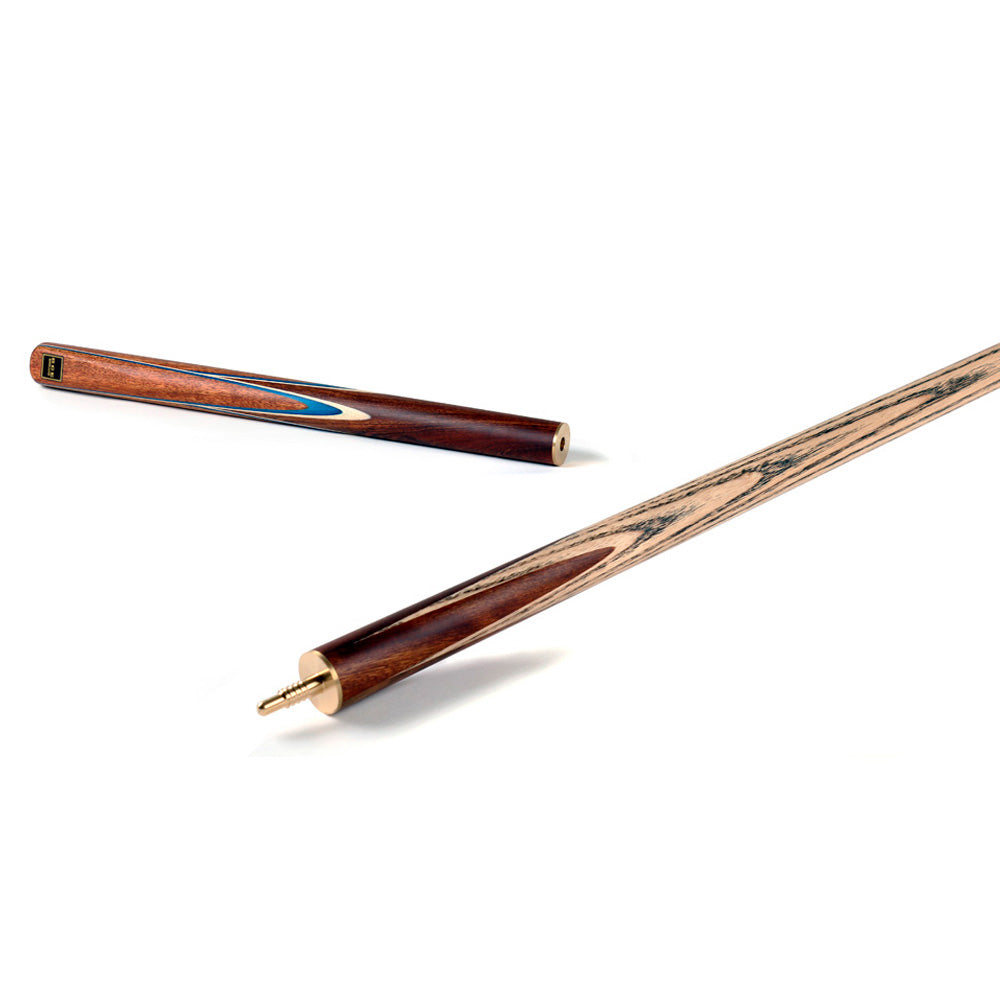 BCE 3 Piece Snooker Cue 3/4 Cut- Exotic Wood Butt with 9.5mm Tip - 145cm - Blue/ Natural Wood
