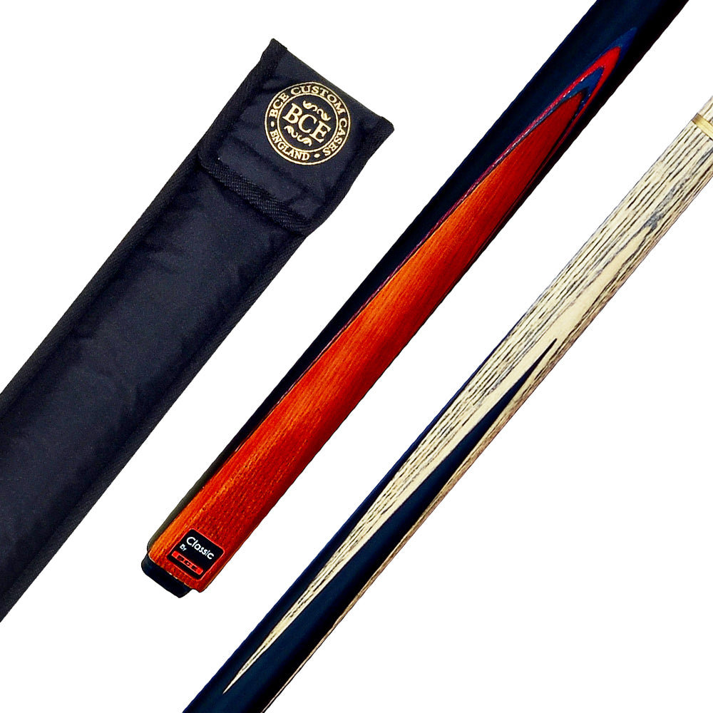 BCE Classic 2 Piece Snooker/Pool Cue - 1/2 Cut - 9.5mm Tip
