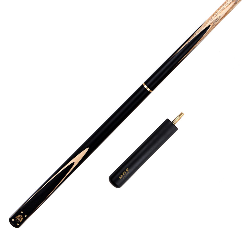 BCE 3 Piece Heritage Snooker Cue and Hard Case 3/4 Cut - Sapele Mahogany Butt - 9.5mm Tip - 145cm - Black/Natural