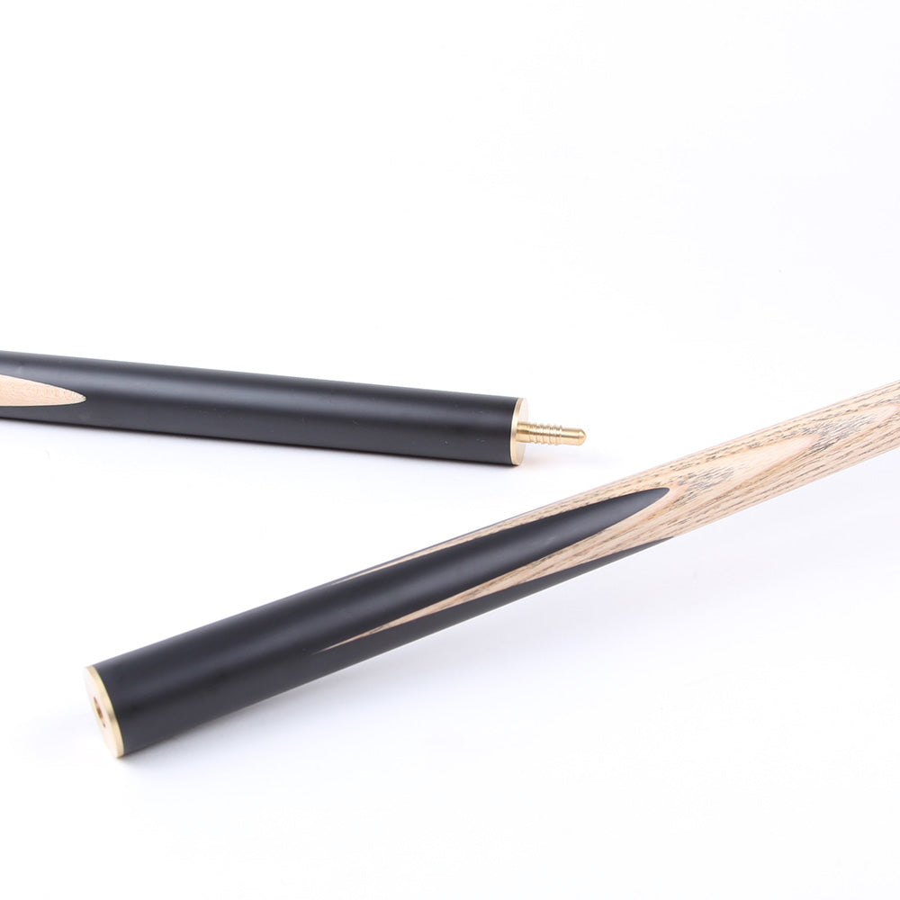 BCE 3 Piece Heritage Snooker Cue and Hard Case 3/4 Cut - Sapele Mahogany Butt - 9.5mm Tip - 145cm - Black/Natural