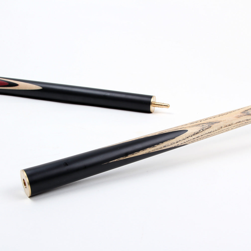 BCE 3 Piece Heritage Snooker Cue and Hard Case 3/4 Cut - Sapele Mahogany Butt - 9.5mm Tip - 145cm - Black/Natural/Purple
