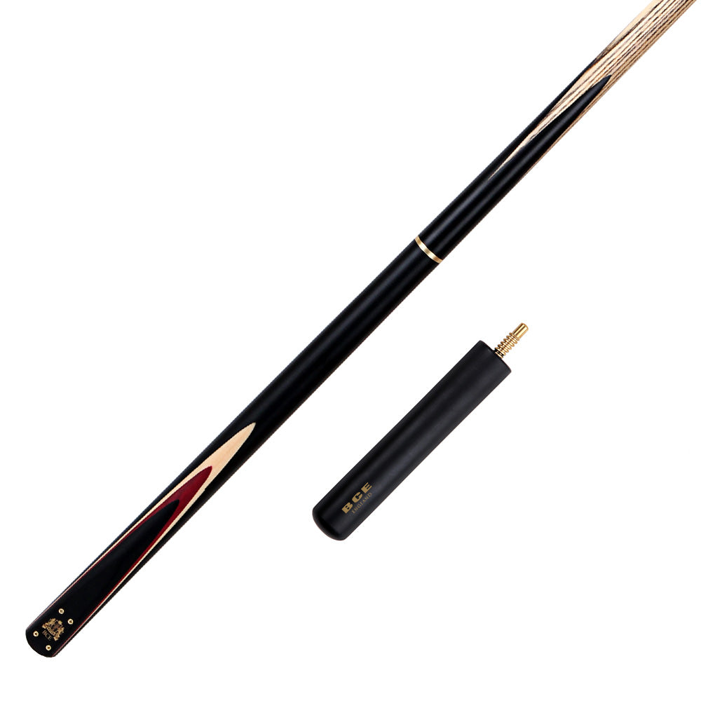 BCE 3 Piece Heritage Snooker Cue and Hard Case 3/4 Cut - Sapele Mahogany Butt - 9.5mm Tip - 145cm - Black/Natural/Purple