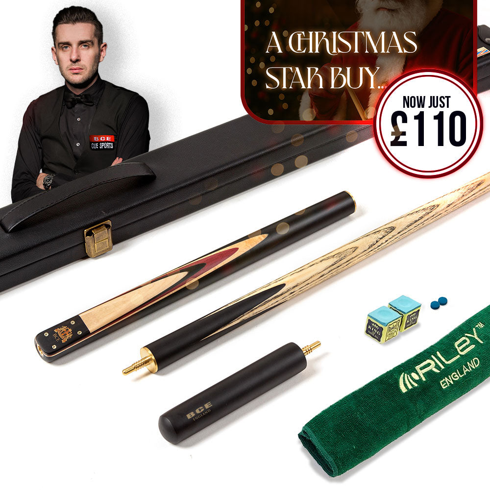 BCE Heritage Snooker Cue and Hard Case Set - 6 Designs - 9.5mm Tip - 145cm - Black/Natural/Purple Heart Wood/Ash/Maple