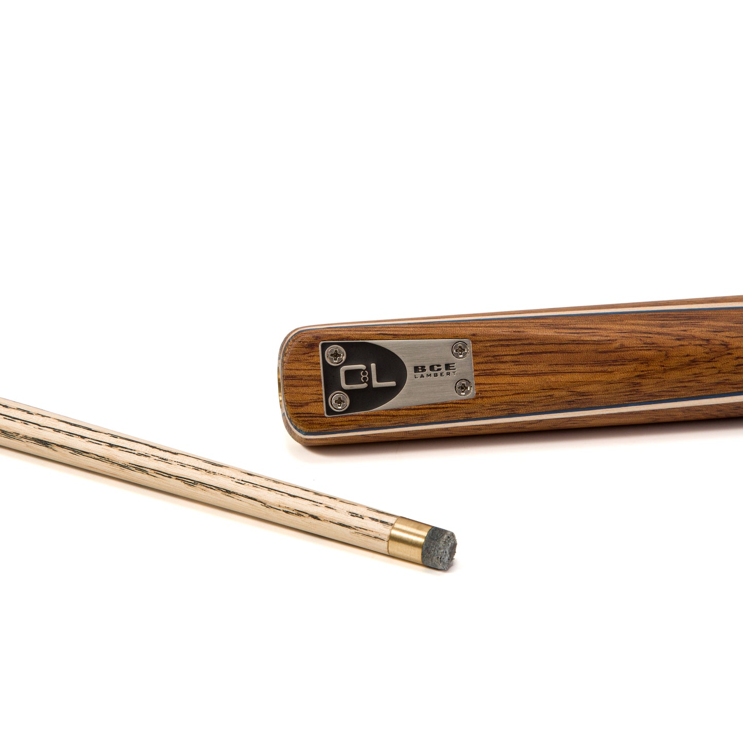 BCE C8L - 3 Piece English Pool Cue 3/4 Cut - Exotic Wood Butt with 9mm Tip - 145cm - Blue/ Natural Wood - with Deluxe Hard Case