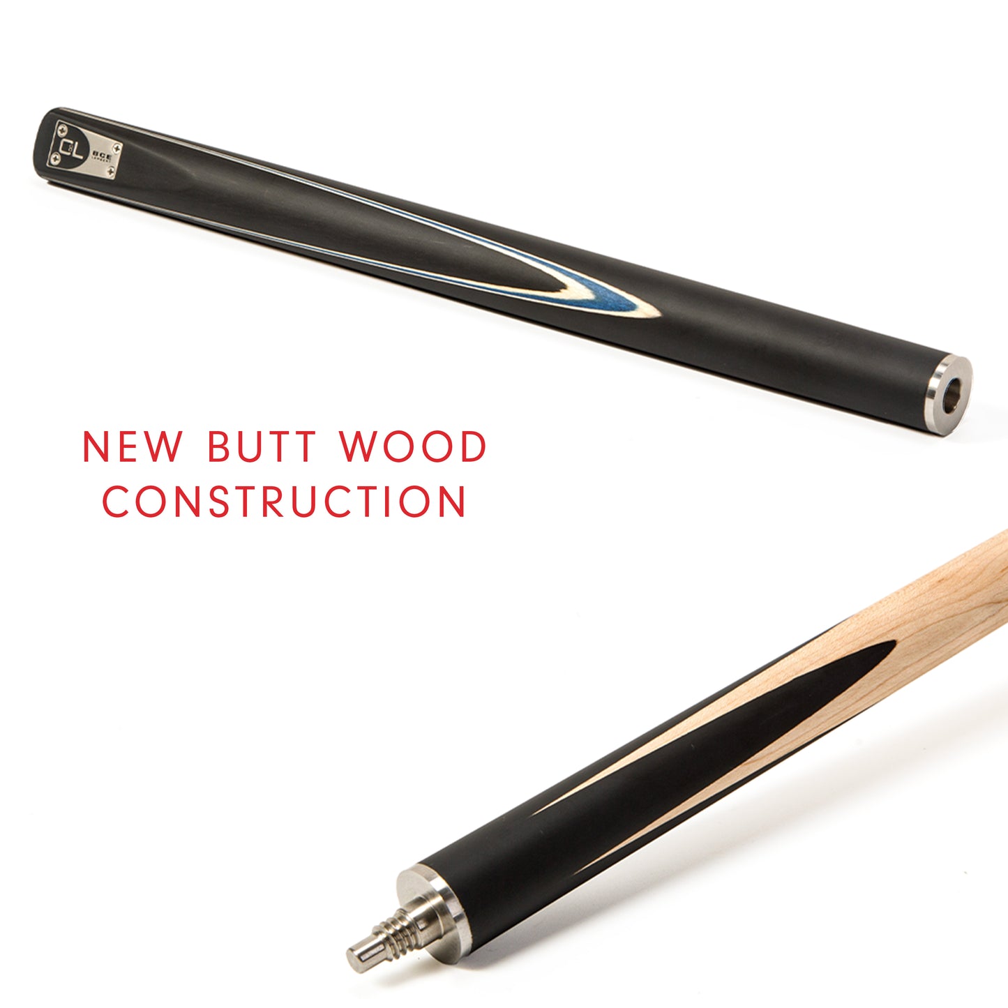 BCE C8L Victory Replica - 3 Piece English Pool Cue 3/4 Cut - Layered Ebonised Black Wood with 9mm Tip - 145cm - Black/ Blue - with Deluxe Hard Case