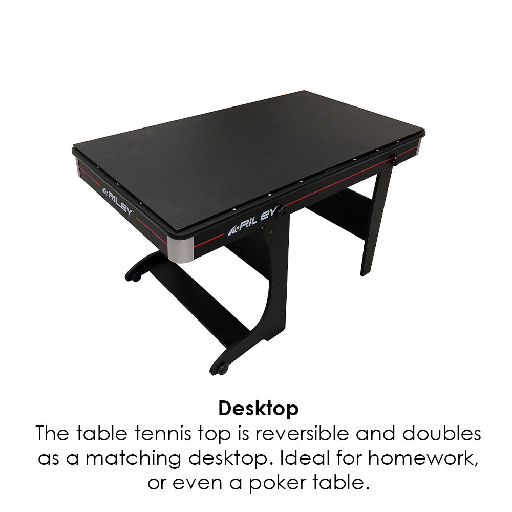 Riley 5ft 2 in 1 Folding Pool Table with Table Tennis Table - Black with Blue Cloth - Folds Vertically