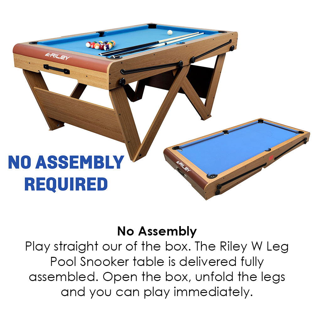 Riley 6ft Folding Snooker and Pool Table - Oak Finish with Blue Cloth - Folds Flat