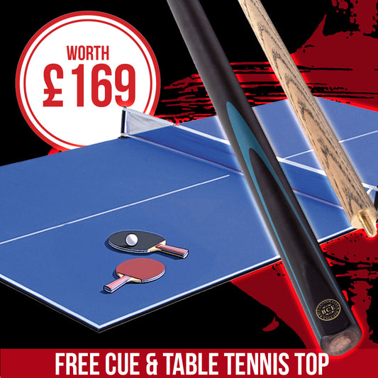 Riley 6ft Folding Snooker and Pool Table - Oak Finish with Blue Cloth - Folds Flat