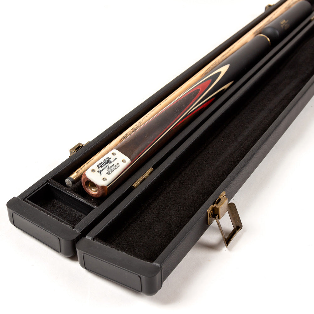 BCE 3 Piece Grand Master Snooker Cue and Hard Case 3/4 Cut- Layered Ebonised Black Wood Butt - 9.5mm Tip - 145cm - Black/ Red/ Natural