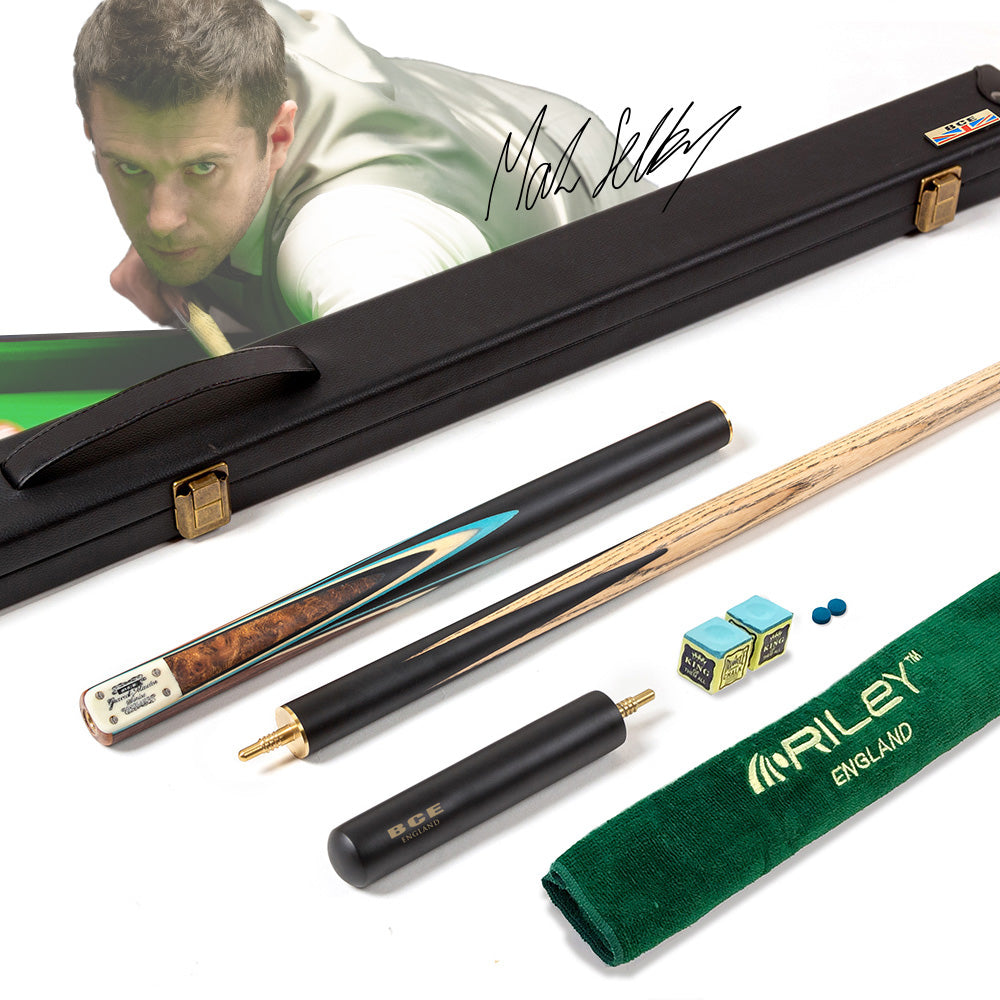 BCE 3 Piece Grand Master Snooker Cue and Hard Case 3/4 Cut- Layered Ebonised Black Wood Butt - 9.5mm Tip - 145cm - Black/ Blue/ Natural