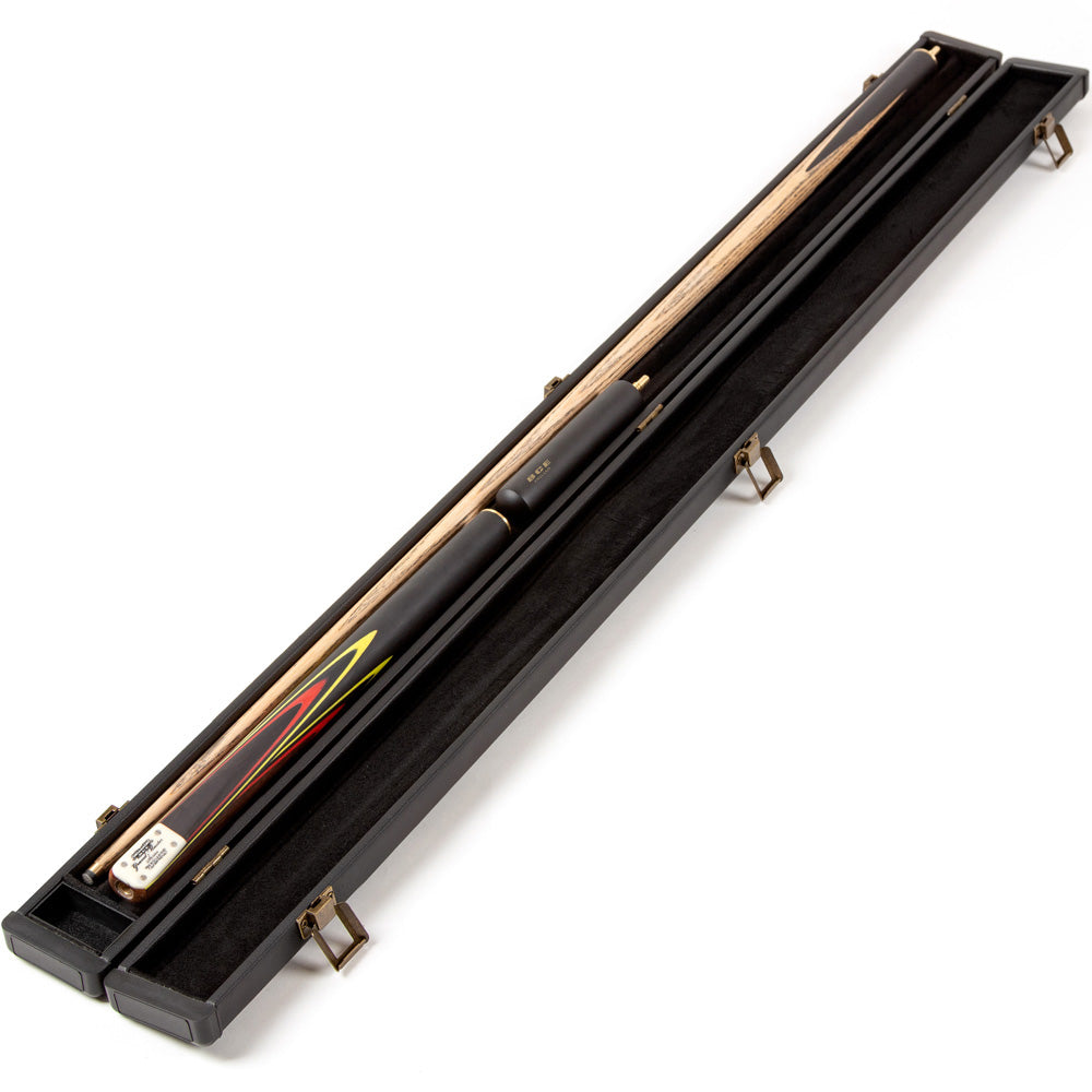 BCE 3 Piece Grand Master Snooker Cue - 3/4 Cut Cue - Layered Ebonised Black Wood Butt - 9.5mm Tip - 145cm - Black/Red/ Yellow