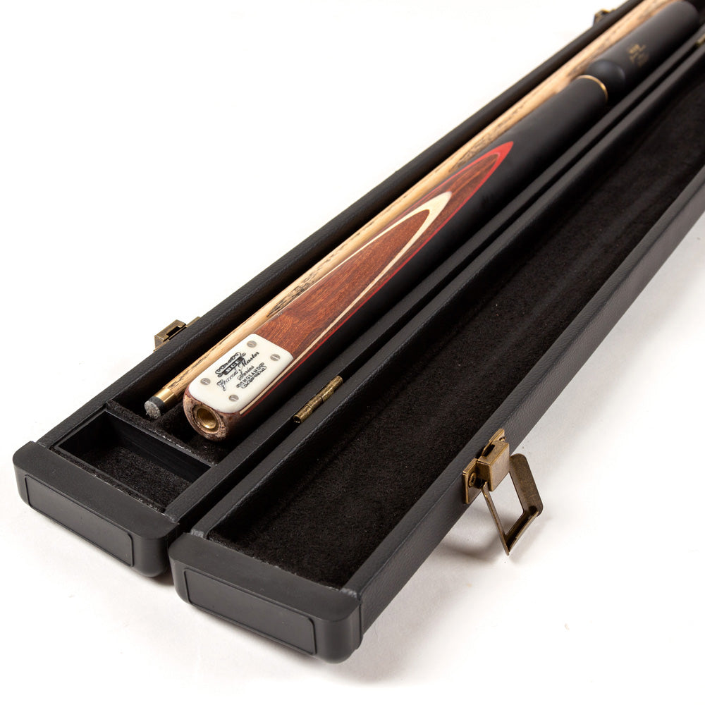 BCE 3 Piece Grand Master Snooker Cue - 3/4 Cut Cue - Layered Ebonised Black Wood Butt - 9.5mm Tip - 145cm - Black/ Natural/ Red