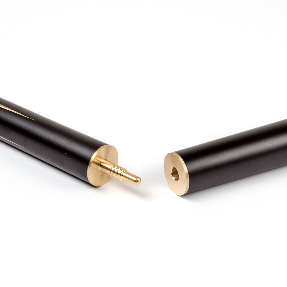 BCE 3 Piece Grand Master Snooker Cue - 3/4 Cut Cue - Layered Ebonised Black Wood Butt - 9.5mm Tip - 145cm - Black/ Natural/ Red