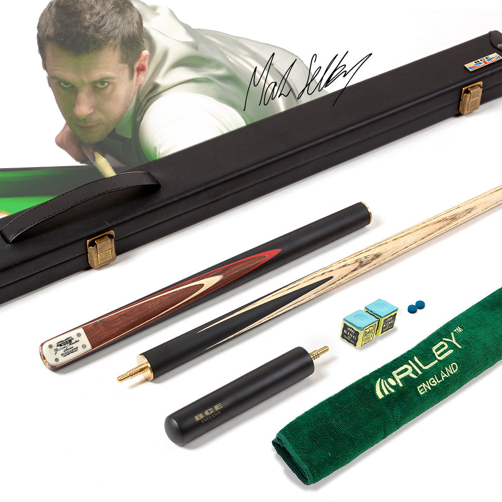 BCE 3 Piece Grand Master Snooker Cue - 3/4 Cut Cue - Layered Ebonised Black Wood Butt - 9.5mm Tip - 145cm - Black/ Natural/ Red