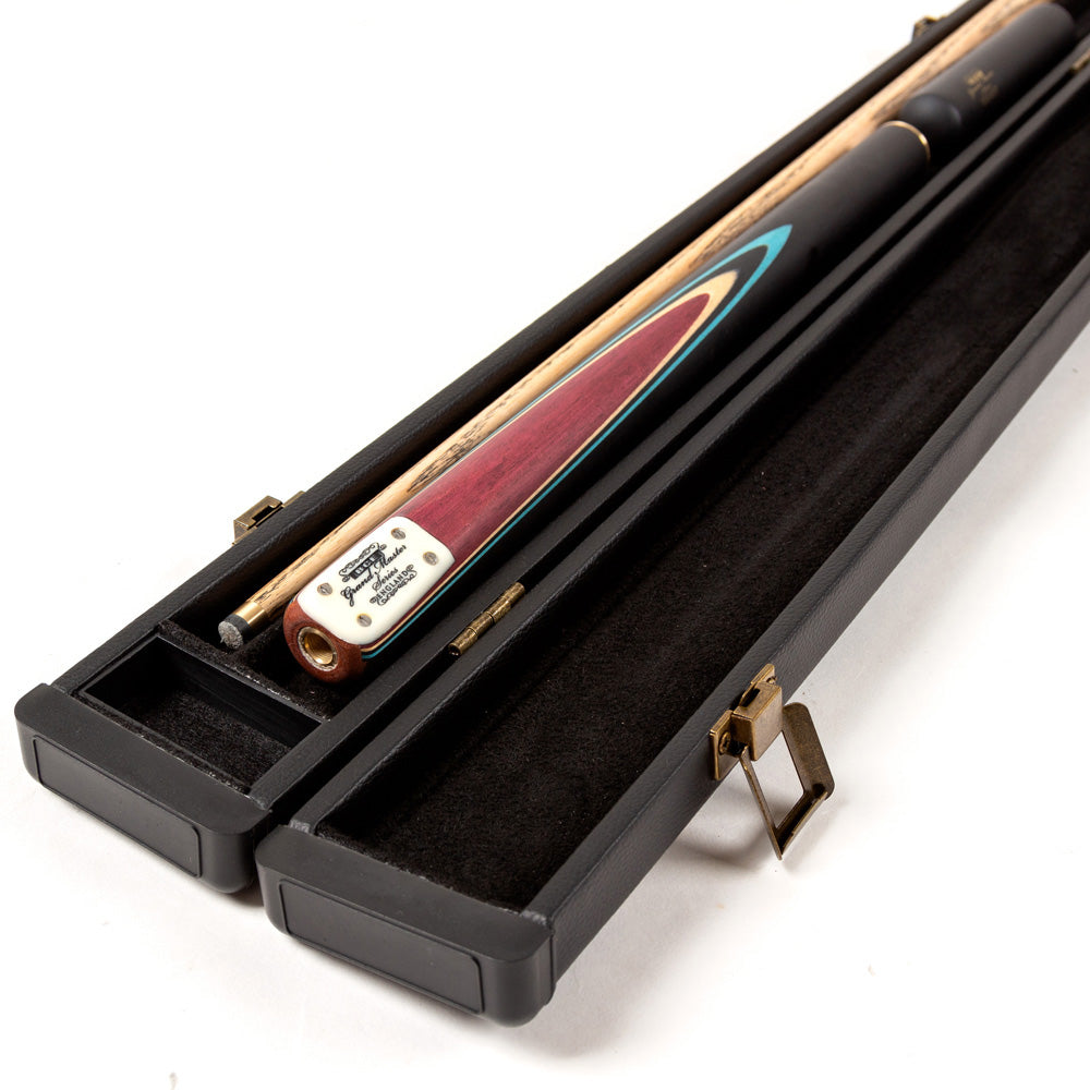 BCE 3 Piece Grand Master Snooker Cue and Hard Case 3/4 Cut- Layered Ebonised Black Wood Butt - 9.5mm Tip - 145cm - Black/Natural/ Blue