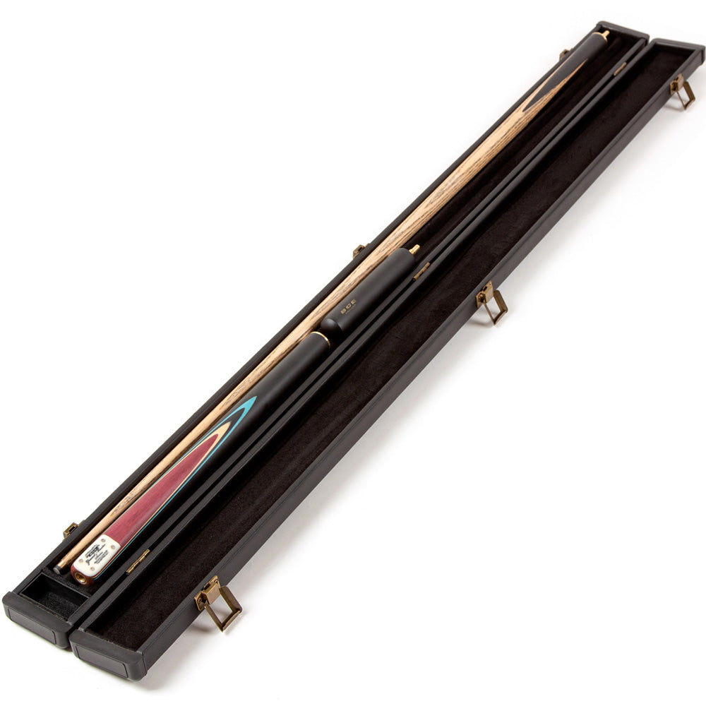 BCE 3 Piece Grand Master Snooker Cue and Hard Case 3/4 Cut- Layered Ebonised Black Wood Butt - 9.5mm Tip - 145cm - Black/Natural/ Blue