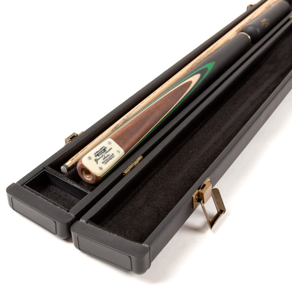 BCE 3 Piece Grand Master Snooker Cue and Hard Case 3/4 Cut- Layered Ebonised Black Wood Butt - 9.5mm Tip - 145cm - Black/Natural/ Green