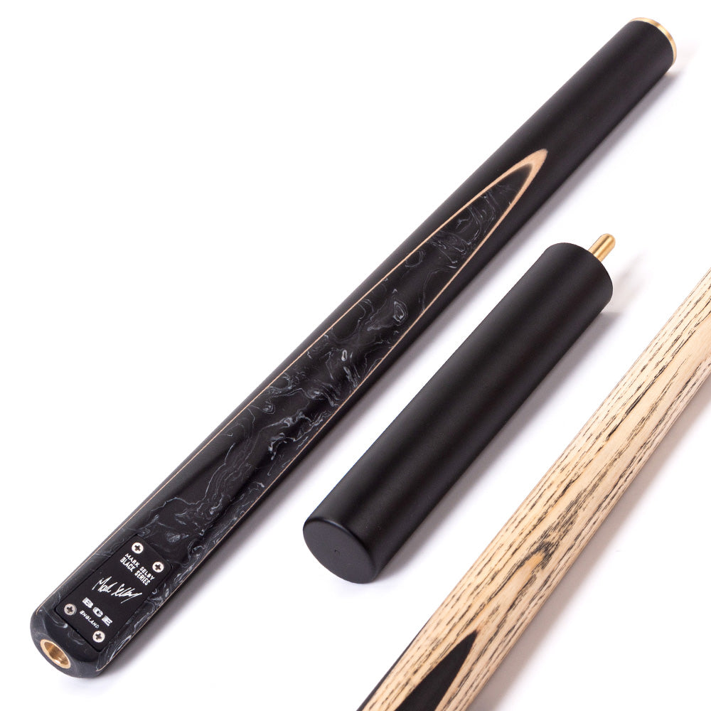 BCE Black Series - Mark Selby - 3 Piece Snooker Cue and Hard Case - 3/4 Cut Cue - Ebony Butt- 9.5mm Tip - 145cm - Black/ Black and White Marbleised Resin