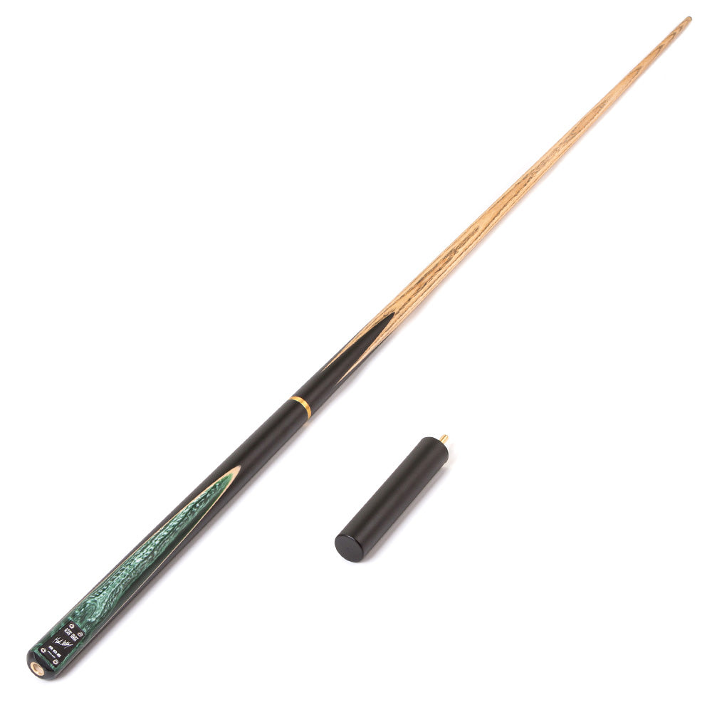 BCE Black Series - Mark Selby - 3 Piece Snooker Cue and Hard Case - 3/4 Cut Cue - Ebony Butt- 9.5mm Tip - 145cm - Black/ Green and White Marbleised Resin