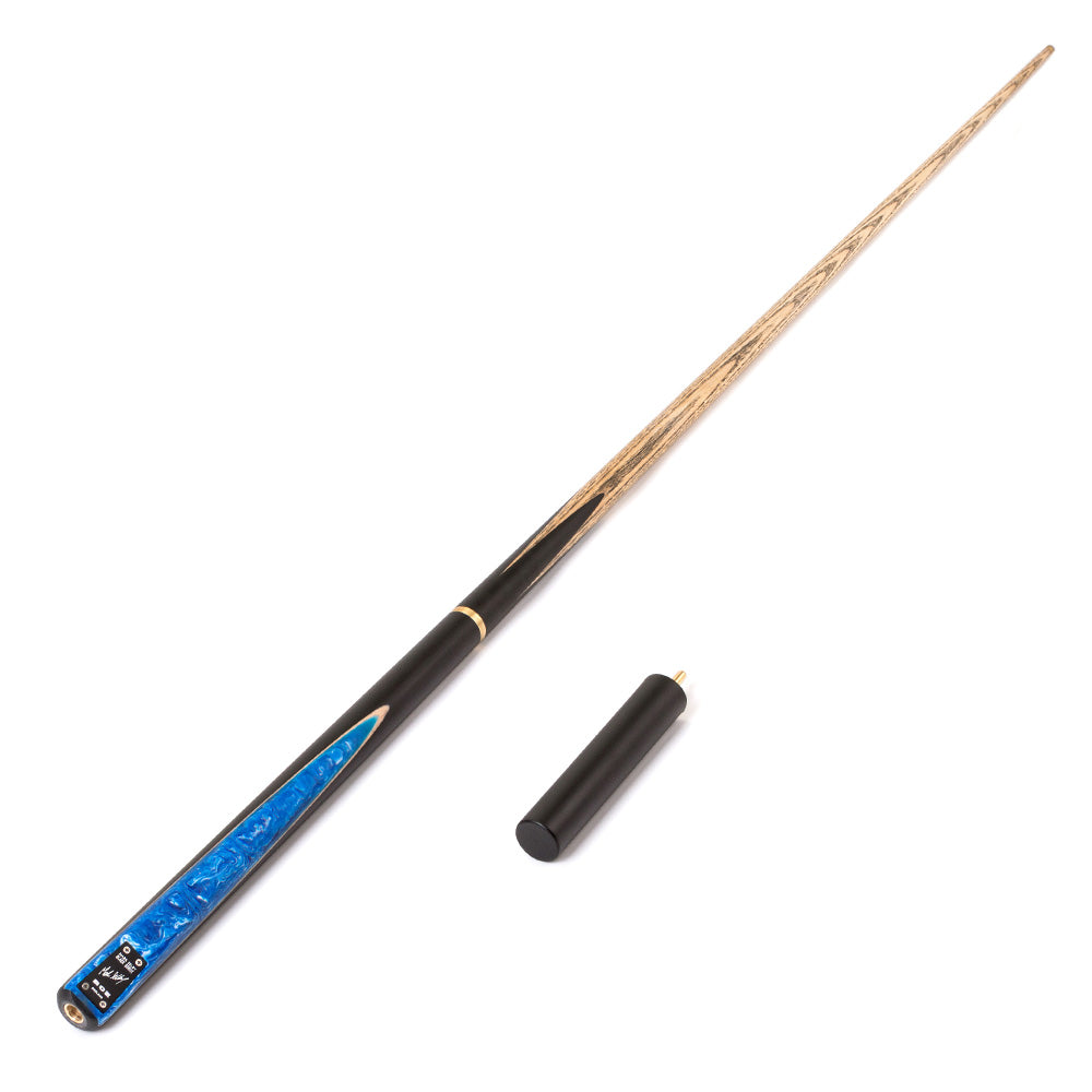 BCE Black Series - Mark Selby - 3 Piece Snooker Cue and Hard Case - 3/4 Cut Cue - Ebony Butt- 9.5mm Tip - 145cm - Black/ Blue and White Marbleised Resin