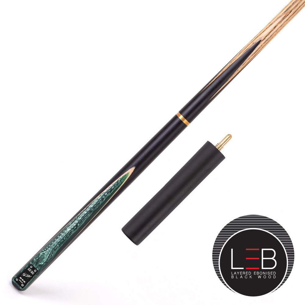 BCE Black Series - Mark Selby - 3 Piece Snooker Cue and Hard Case - 3/4 Cut Cue - Ebony Butt- 9.5mm Tip - 145cm - Black/ Green and White Marbleised Resin