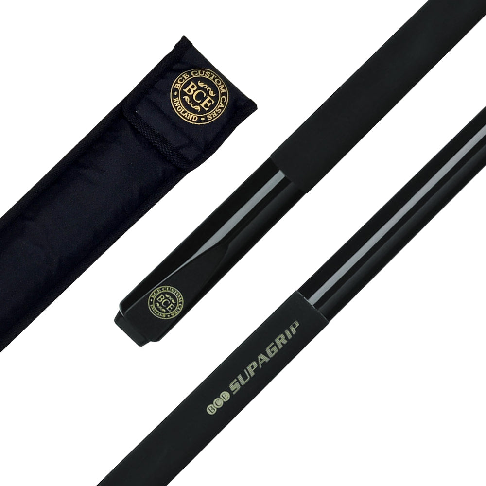 BCE Black - Supagrip Snooker/Pool Cue - 1/2 Cut - 9.5mm Tip - Simulated Graphite Shaft