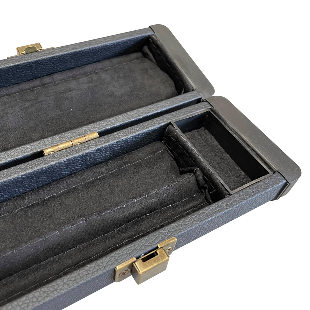 Riley Elegance - 3 Piece Snooker Cue and Hard Case 3/4 Cut- Ebony Butt- 9.5mm Laminated Tip - 145cm - Black/ Natural Snake Wood Front Splice