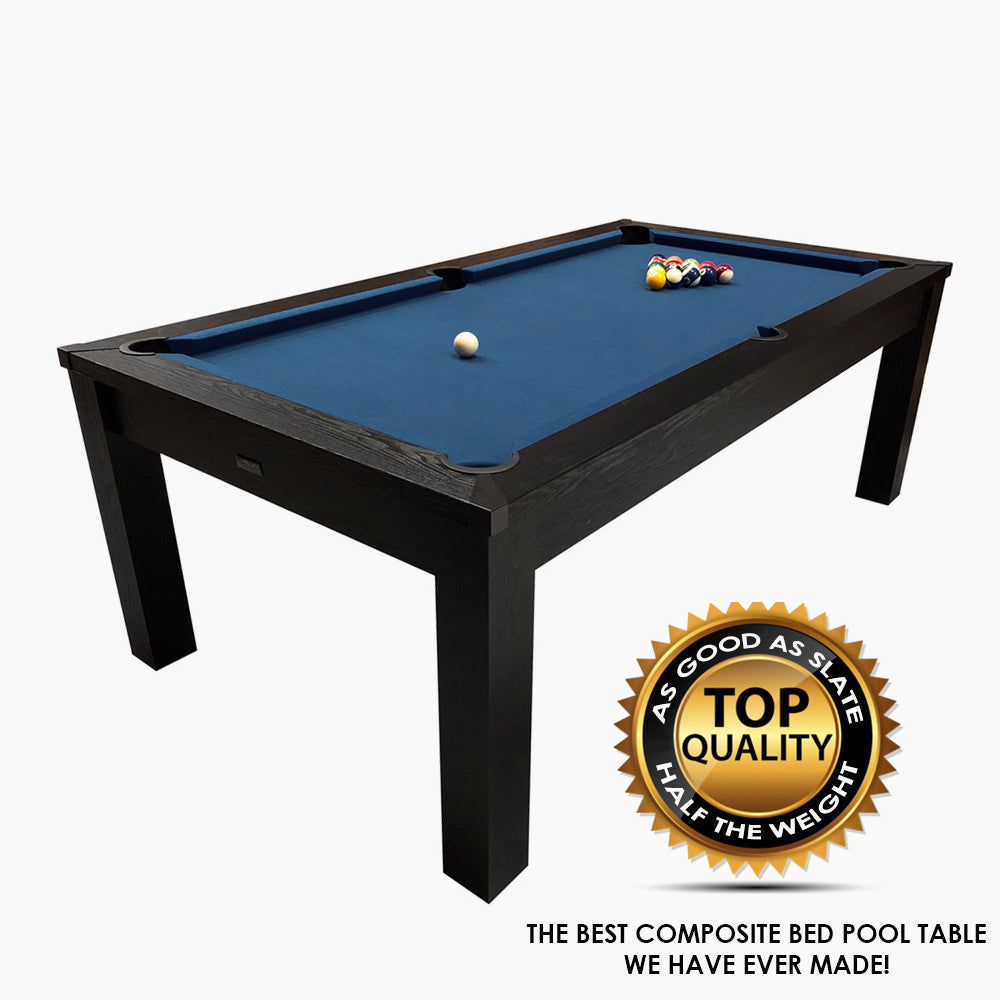 Riley 7ft Semi Pro American Pool Table - Black Ash with Blue Cloth - Metal Frame