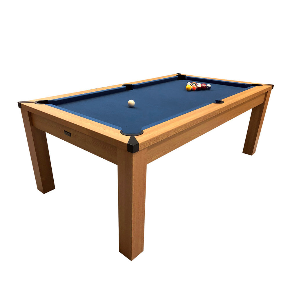 Riley 7ft Semi Pro American Pool Table - Oak with Blue Cloth - Metal Frame - Free Table Tennis/Dining Top