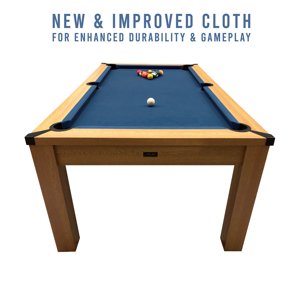 Riley 7ft Semi Pro American Pool Table - Oak with Blue Cloth - Metal Frame - Free Table Tennis/Dining Top