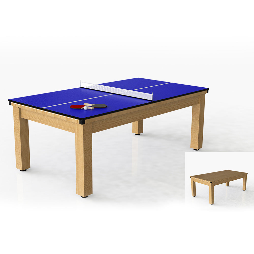 Riley 7ft Semi Pro American Pool Table - Oak with Blue Cloth - Metal Frame - Free Table Tennis/Dining Top