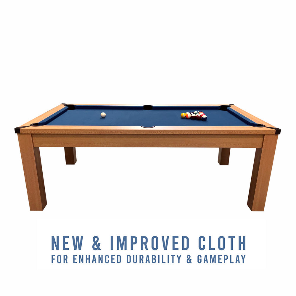 Riley 7ft Semi Pro American Pool Table - Oak with Blue Cloth - Metal Frame - Free Table Tennis/Dining Top