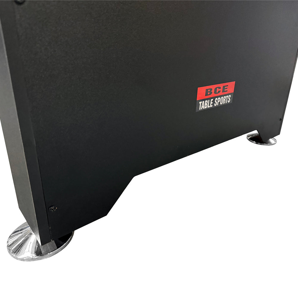 BCE 6ft American Pool Table - Black/Wood Effect with Blue Cloth - Fixed Leg - Ball Return System