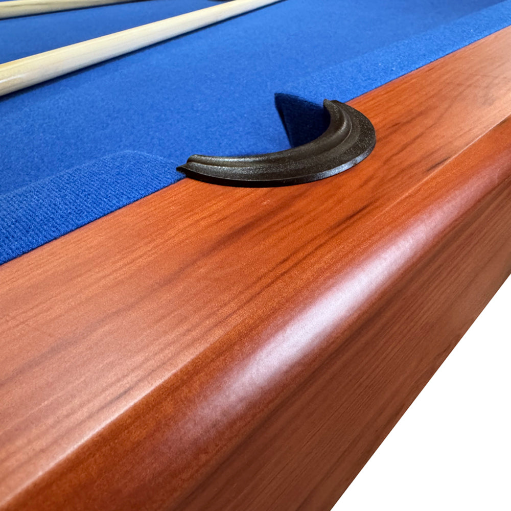 BCE 6ft 2 in 1 American Pool Table Luke Littler Darts Set and Table Tennis Top - Black/Wood Effect with Blue Cloth - Fixed Leg - Ball Return System (Copy)