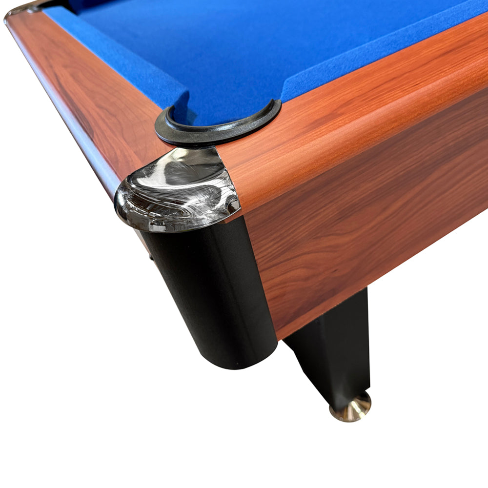 BCE 6ft 2 in 1 American Pool Table with Table Tennis Top - Black/Wood Effect with Blue Cloth - Fixed Leg - Ball Return System