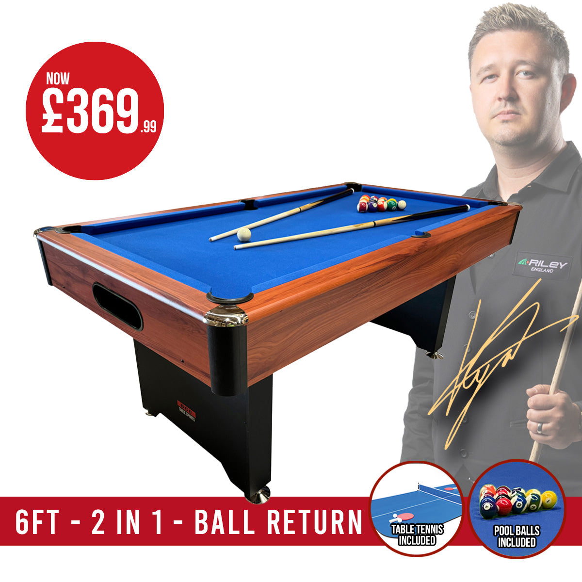 BCE 2 in 1 6Ft Pool Table With Ball Return System| Riley BCE – www