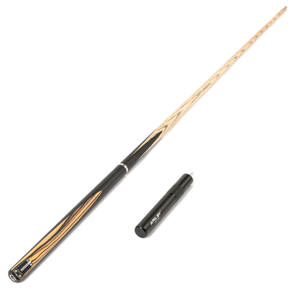 Riley Elegance - 3 Piece Snooker Cue and Hard Case 3/4 Cut- Ebony Butt- 9.5mm Laminated Tip - 145cm - Black/ Natural White Ebony Front Splice
