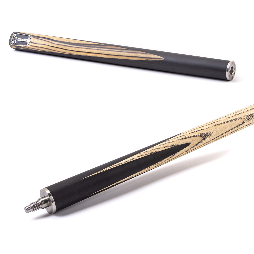 Riley Elegance - 3 Piece Snooker Cue and Hard Case 3/4 Cut- Ebony Butt- 9.5mm Laminated Tip - 145cm - Black/ Natural White Ebony Front Splice