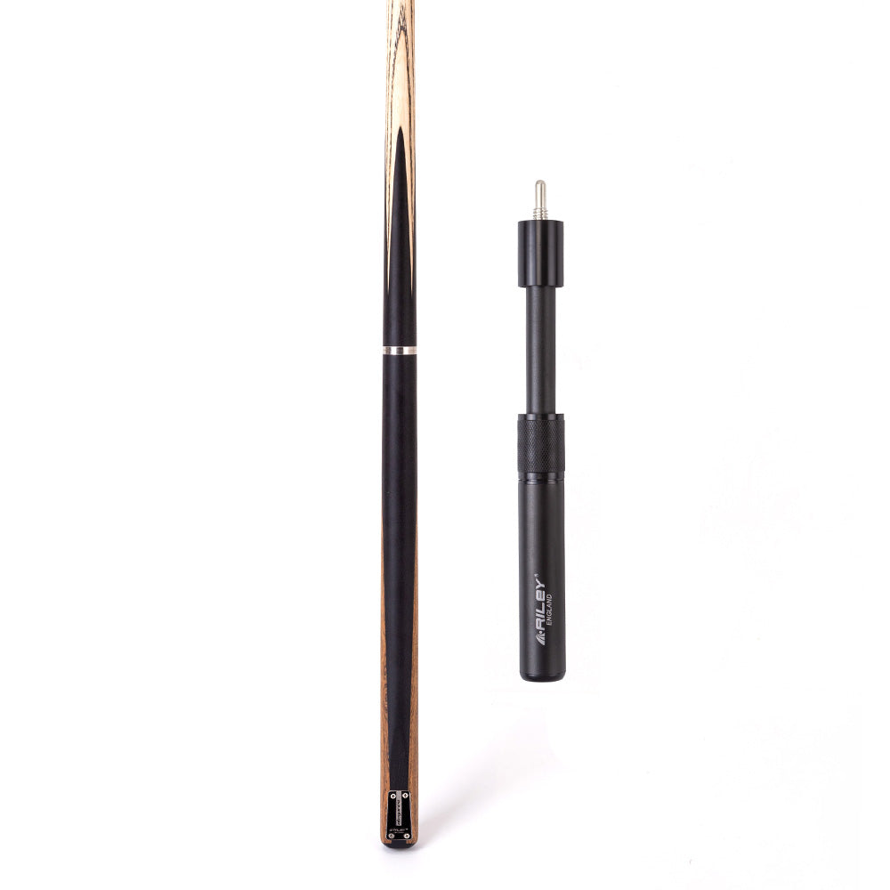 Riley Elegance - 3 Piece Snooker Cue and Hard Case 3/4 Cut- Ebony Butt- 9.5mm Laminated Tip - 145cm - Black/ Natural Golden Sandal Wood Side Splicing