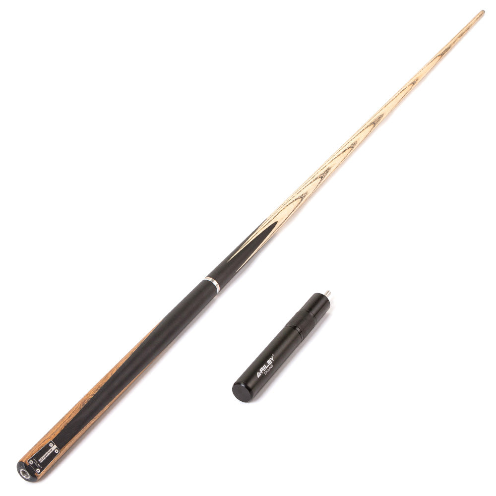 Riley Elegance - 3 Piece Snooker Cue and Hard Case 3/4 Cut- Ebony Butt- 9.5mm Laminated Tip - 145cm - Black/ Natural Golden Sandal Wood Side Splicing