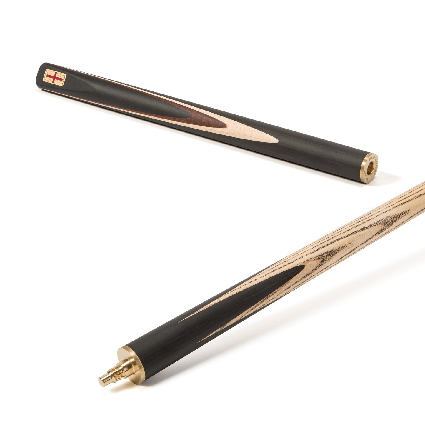Riley England 3 Piece English Pool Cue 3/4 Cut - 9mm Tip - 145cm - Black/ Snake Wood/ Ash - with Deluxe Hard Case