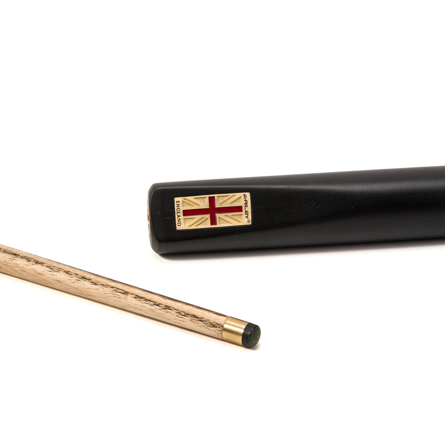 Riley England 3 Piece English Pool Cue 3/4 Cut - 9mm Tip - 145cm - Black/Ash - with Deluxe Hard Case