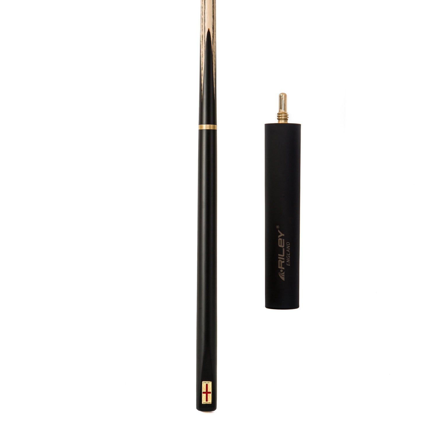 Riley England 3 Piece English Pool Cue 3/4 Cut - 9mm Tip - 145cm - Black/Ash - with Deluxe Hard Case