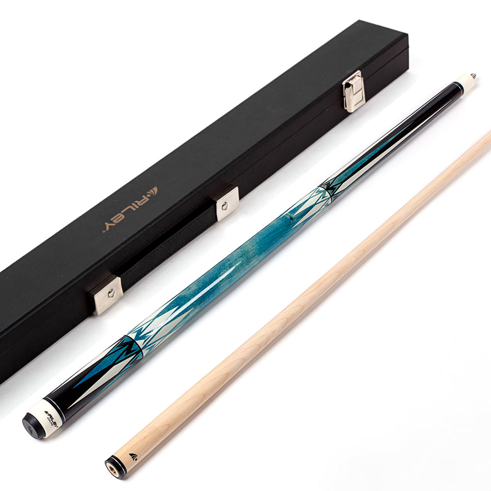 Riley American Pool Cue - Blue - 13mm Tip and Maple Grip Section - 147cm