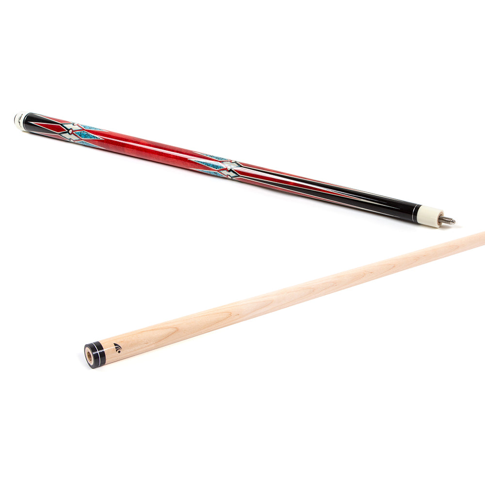 Riley American Pool Cue - Red - 13mm Tip and Maple Grip Section - 147cm
