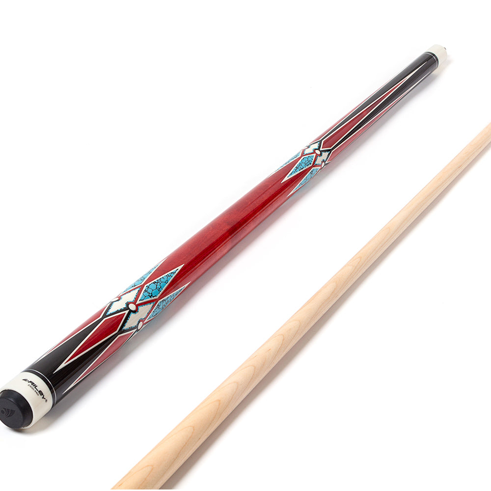 Riley American Pool Cue - Red - 13mm Tip and Maple Grip Section - 147cm