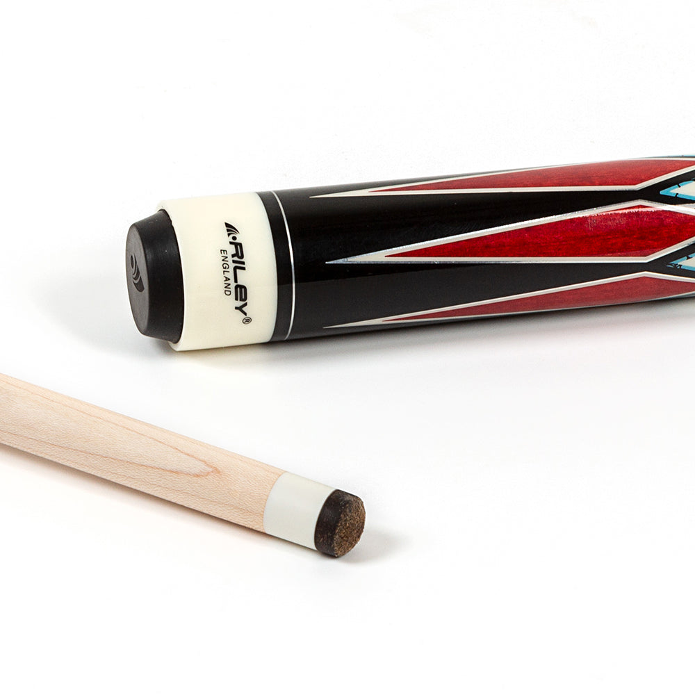 Riley American Pool Cue - Red - 13mm Tip and Maple Grip Section - 147cm