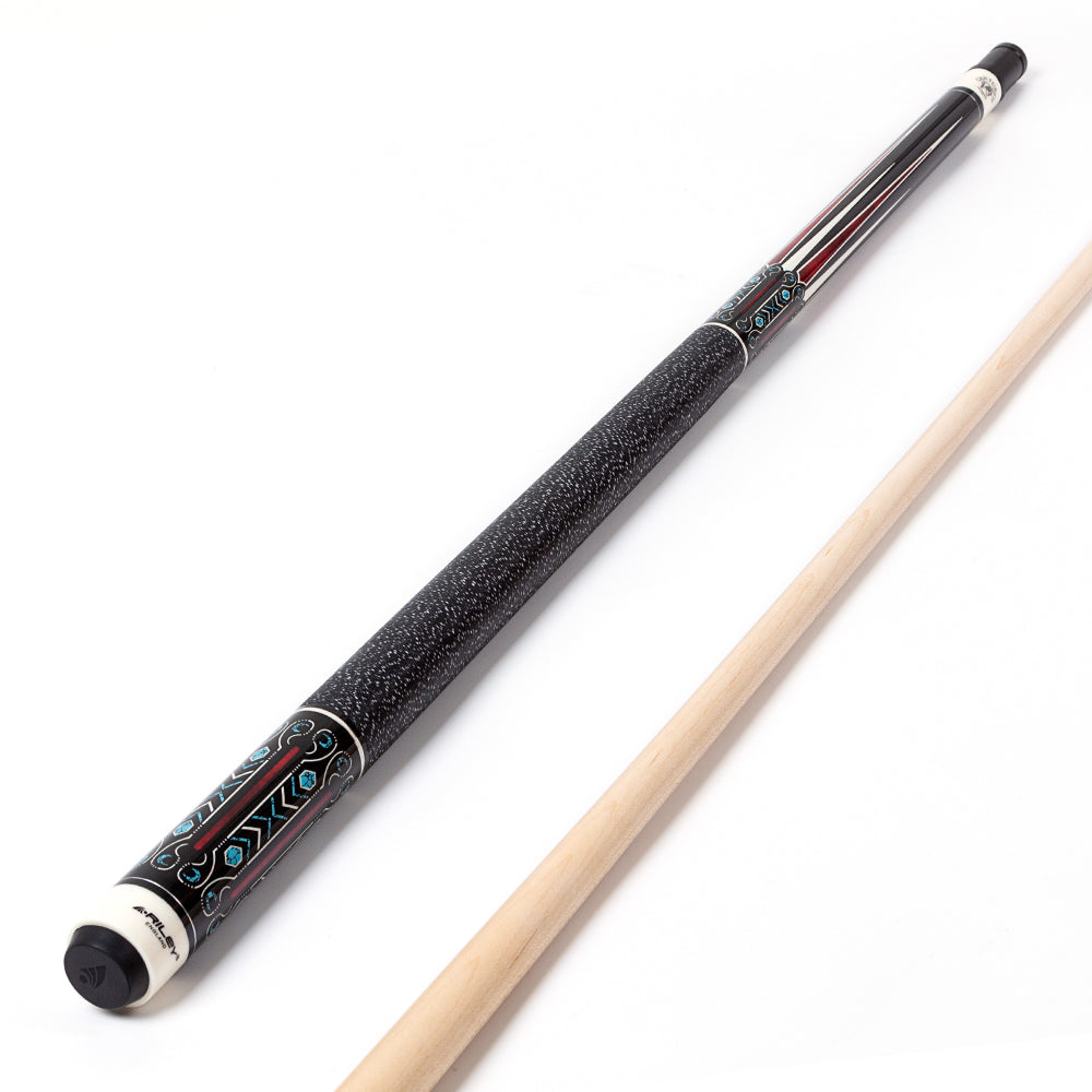 Riley Centurion American Pool Cue - Black - 13mm Tip and Linen Grip Section - 147cm