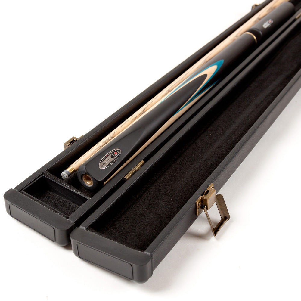 Riley Ronnie O'Sullivan 3 Piece Snooker Cue and Hard Case 3/4 Cut- Layered Ebonised Black Wood Butt - 9.5mm Tip - 145cm - Black/ Green/ Natural Wood