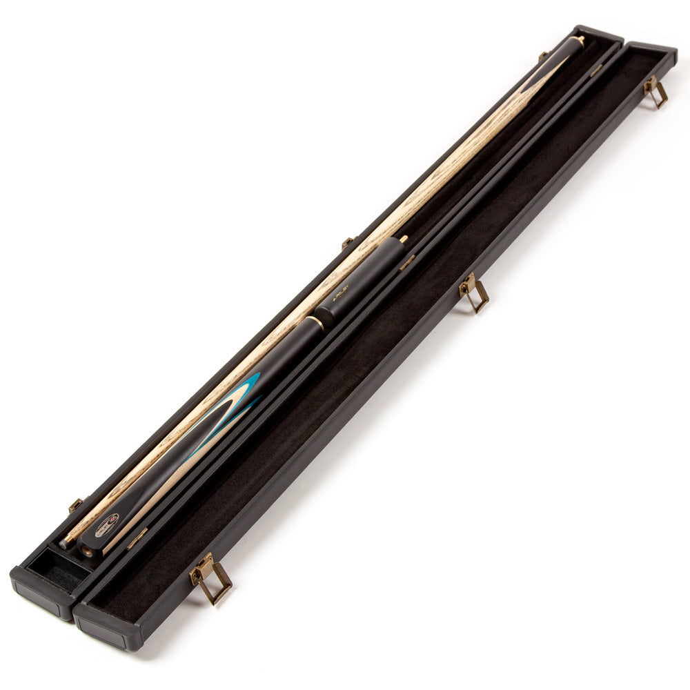 Riley Ronnie O'Sullivan 3 Piece Snooker Cue and Hard Case 3/4 Cut- Layered Ebonised Black Wood Butt - 9.5mm Tip - 145cm - Black/ Green/ Natural Wood